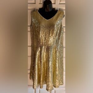 Gold Sequin Sleeveless Dress